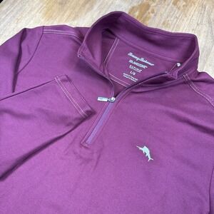 Tommy Bahama Island Zone 1/4 Zip Pullover Men's L Maroon Pullover Casual Preppy